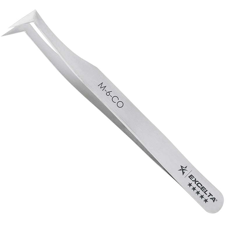 Tweezers, Mini Angled Fine Point, Cobalt, 3.13" OAL