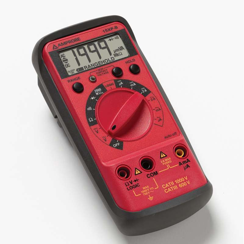 Compact Digital Multimeter with Magnetic Holster, Non-Contact Voltage Detector and Logic Test
