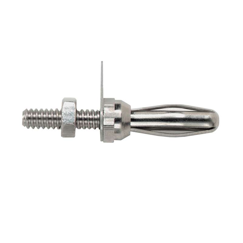 Banana Plug with Snap-In Mount, 1.22" Long, Brass and Beryllium Copper