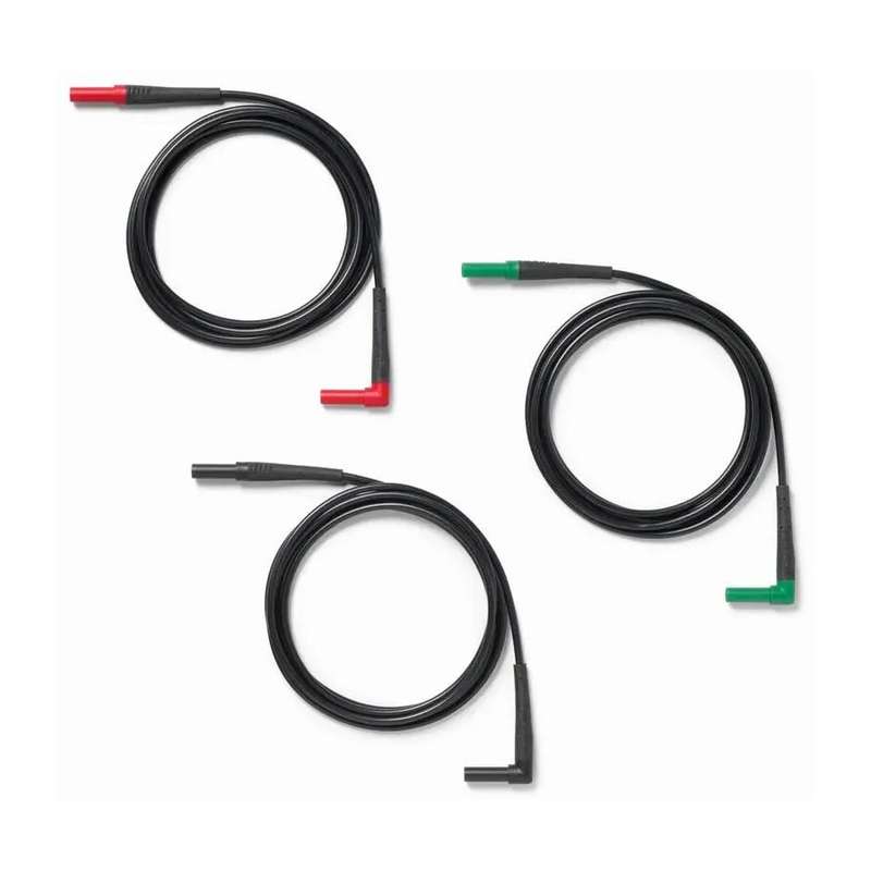 Red, Black, and Green Test Leads with WearGuard Indicator and Straight to Angle Connectors