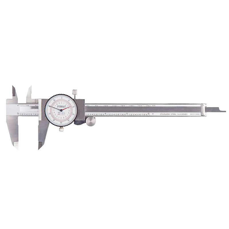 Dial Caliper, Inch/Metric, 0-6"/150mm Range, 0.001" Acc, Hardened SS, 11" OAL