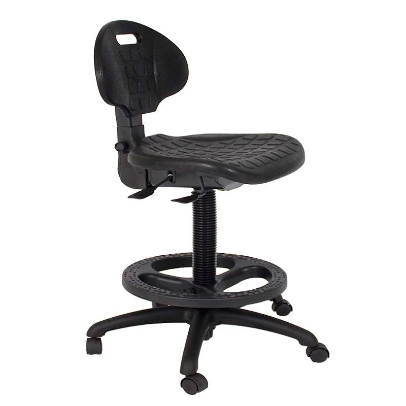 Harsh Environment Poly Black Chair with Casters, 18-24"
