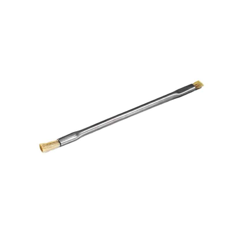 ESD-Safe Double Ended Brush with 1/4" and 1/2" Horse Hair Bristles, 4-1/2" Stainless Steel Handle