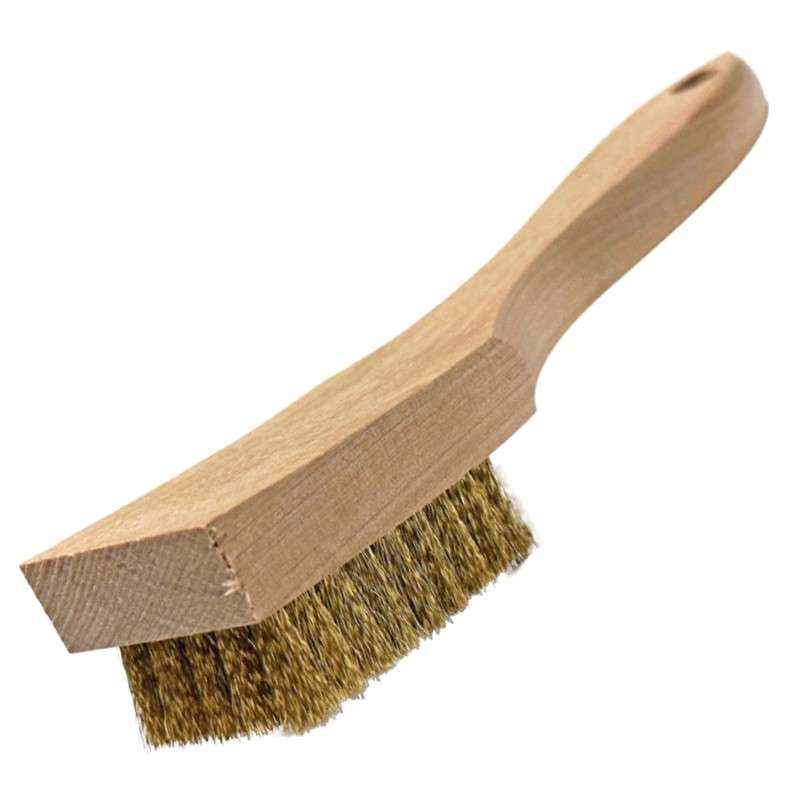 Scratch Brush, Toothbrush, Brass/Wood, Trim: 5/8",