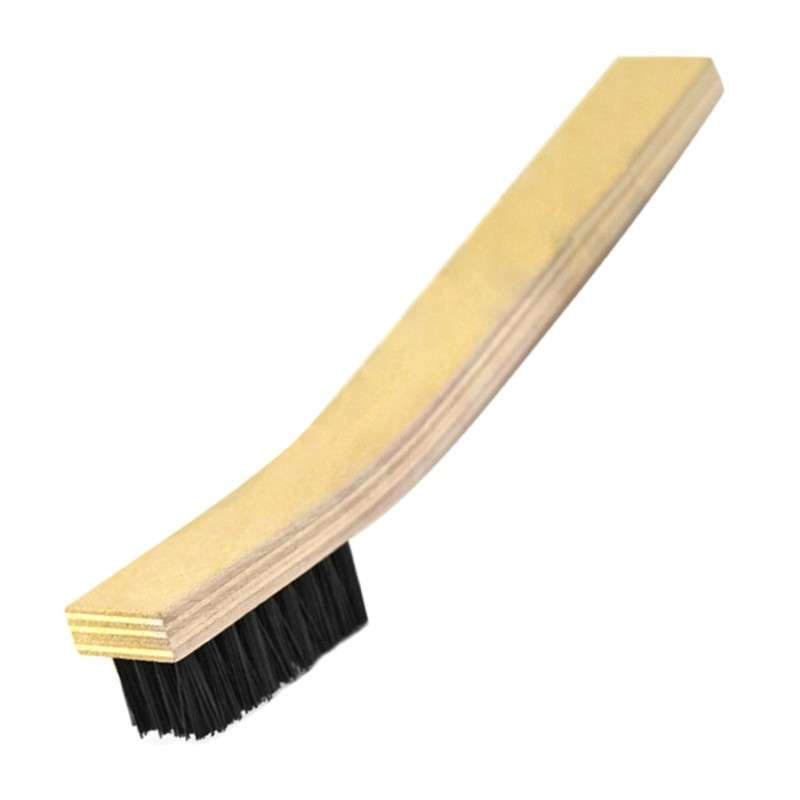 Scratch Brush, Nylon, Plywood Handle, 4x9 Row, 0.018" Diameter