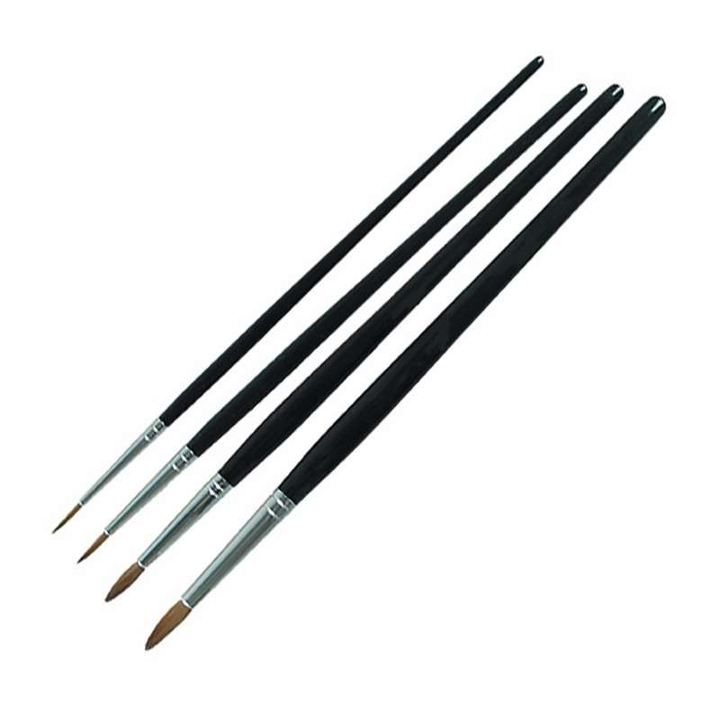Horsehair Round Artist Brush, Size 1, 0.078" Diameter, 7"Overall Length, 12 per Pack