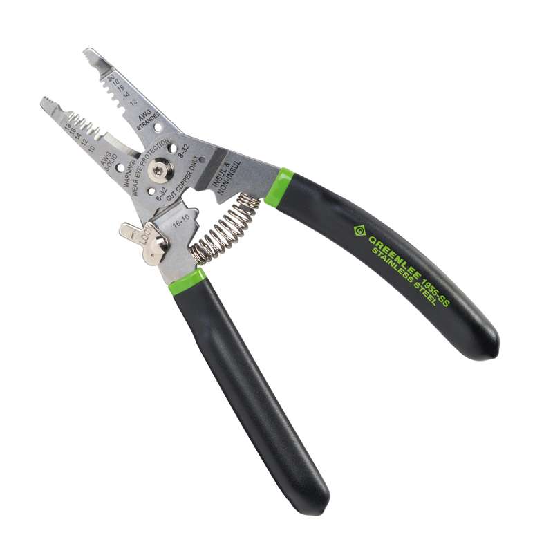 Stainless Steel Wire Stripper Pro 10-18 Solid AWG / 12-20 Stranded AWG with Ergonomic Handles