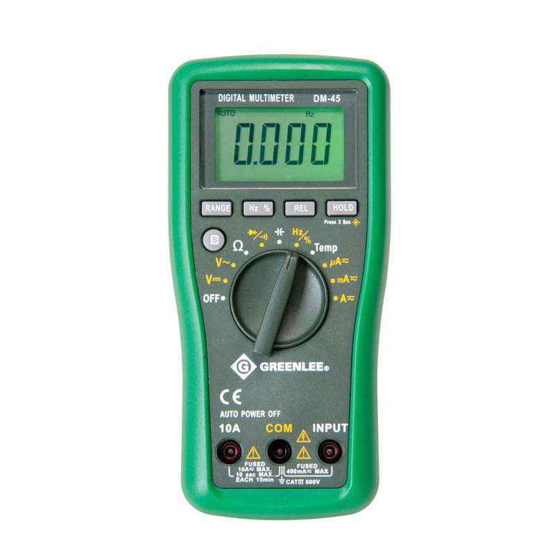 Auto-Ranging Digital Multimeter Checks AC/DC Voltage, DC Amperage and Temperature Measurement, 600 Volts