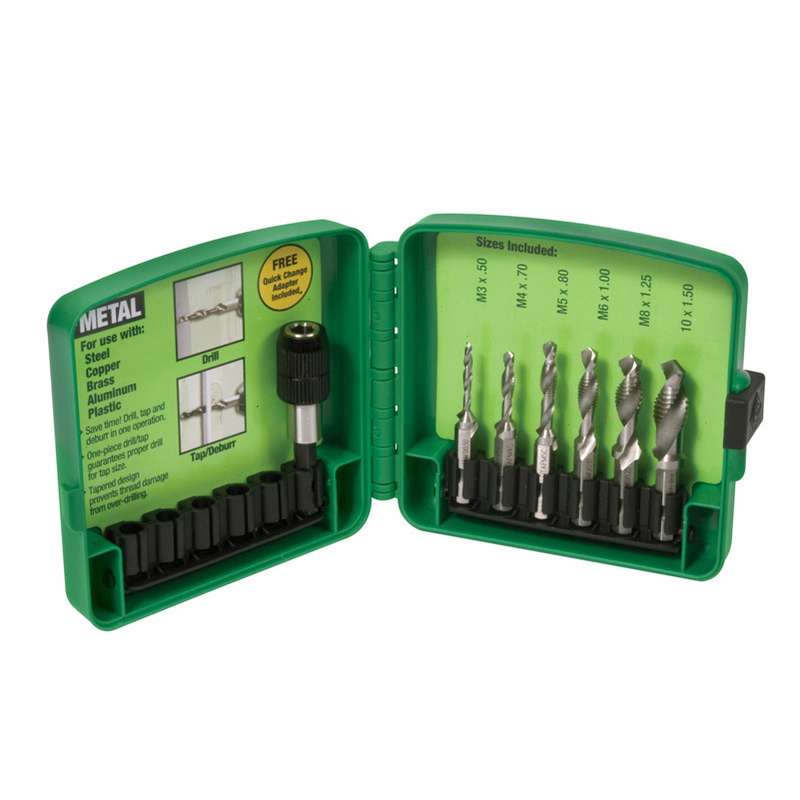 Combination Drill/Tap Bit Set, 6-32 to 1/4-20, 6 Pieces