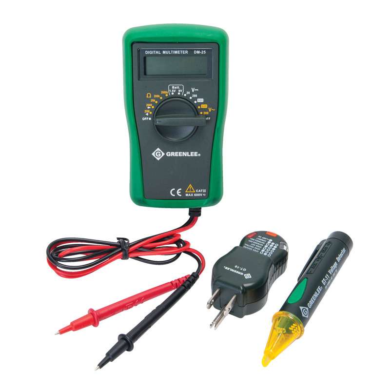 Basic Electrical Kit with Multimeter, Non-Contact Voltage Detecter, and Receptacle Tester.