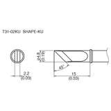 T31 Series Bent Chisel Solder Tip, 4.8mm x 15mm, 750° F, for FX1001-51, FX-1001, FX-100 redirect to product page