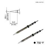 Conical Soldering Tip for Hakko FX-1003, 8.2mm x 0.1mm 400°C/750°F redirect to product page