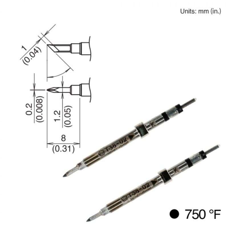 Knife Soldering Tip for Hakko FX-1003, 8mm x 1.8mm, 400°C/750°F