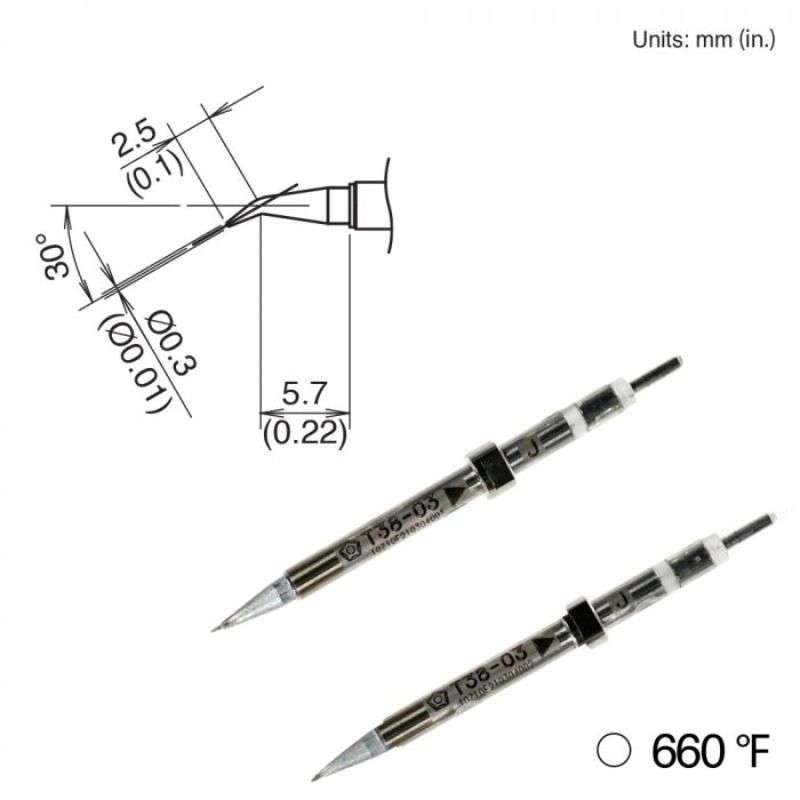 Bent Soldering Tip for Hakko FX-1003, 5.7mm x 0.3mm, 350°/660°F
