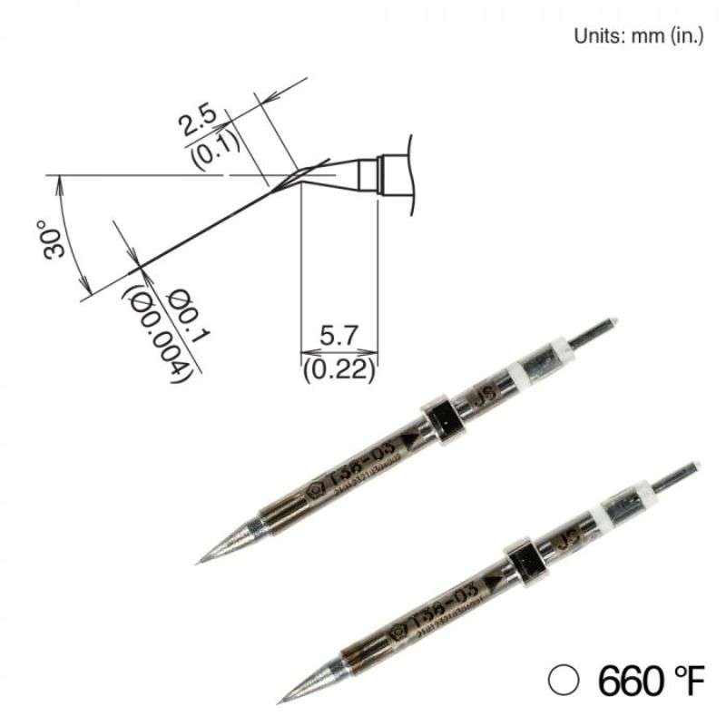 Bent Soldering Tip for Hakko FX-1003, 5.7mm x 0.1mm, 350°/660°F