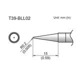 T39 Series Soldering Tip, Conical, R0.2 x 15mm, FX-9701/9702 redirect to product page