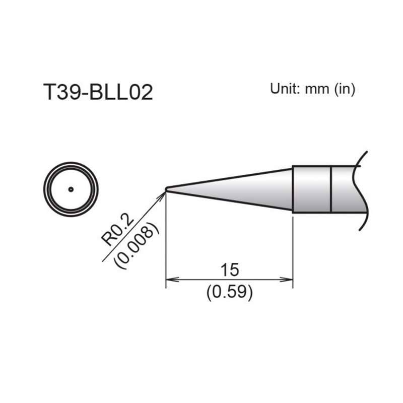 T39 Series Soldering Tip, Conical, R0.2 x 15mm, FX-9701/9702