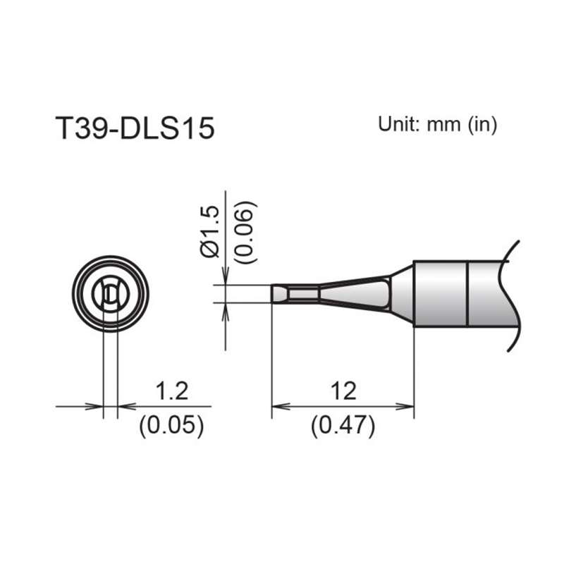T39 Series Soldering Tip, Chisel Slim, 1.5 x 12mm, FX-9701/9702