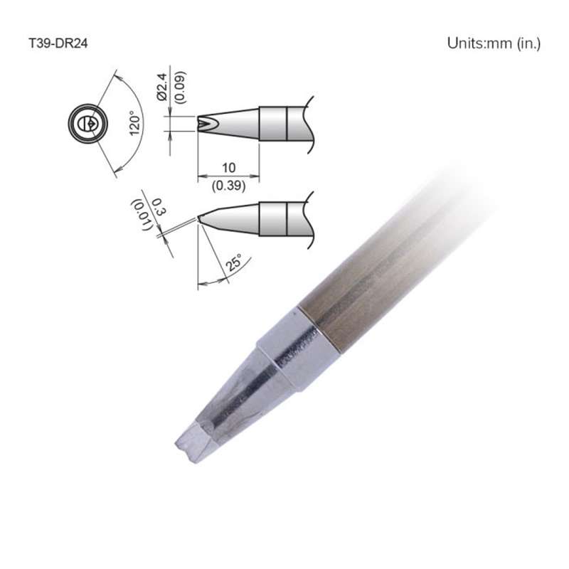 T39 Series Soldering Tip, Chisel V-Groove, 2.4 x 10mm, FX-9701/9702