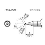 T39 Series Soldering Tip, Bent, R0.2mm/30 Degree x 1.6 x 8mm, FX-9701/9702 redirect to product page