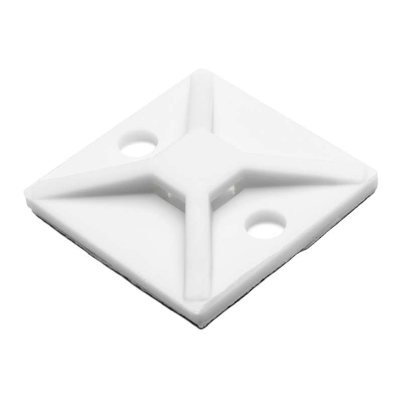 Cable Tie Mount, Acrylic Adhesive, 1.12" x 1.12", Use With T18-T50 Cable Tie, PA66, White, 500 per Package