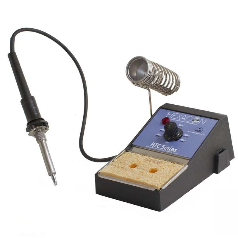 Variable-Temperature, Dual-Iron Soldering Station Equipped with Two 40-Watt Soldering Irons