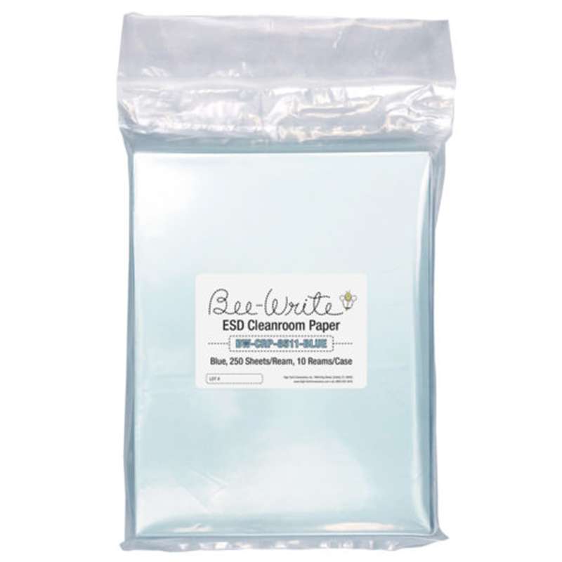 Bee-Write™ ESD Cleanroom Paper, 22#, 8.5" x 11", Blue, 250 Sheets per Ream, 10 Reams per Case
