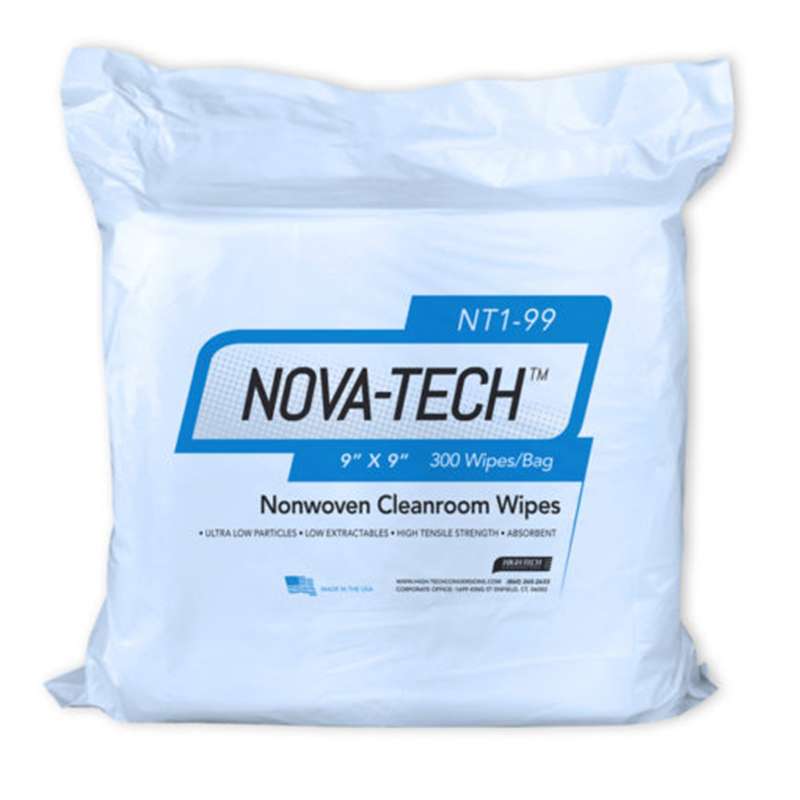 NOVA-TECH® NT1 Nonwoven Cleanroom Wipes, 12" x 12", ISO Class 5-8, 150 per Bag, 14 Bags per Case