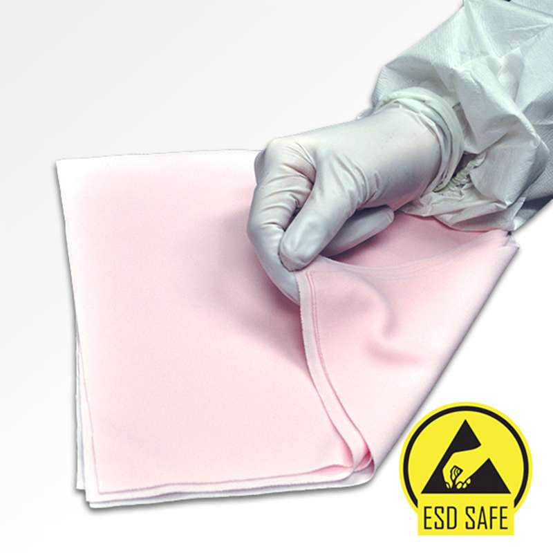 VISION Pink™ 100% Polyester Knit Wipes, ESD/Anti-Static, 9" x 9", 150 Wipes per Bag, 10 Bags per Case