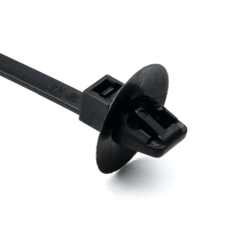 1-Piece Cable Tie/Arrowhead Mount W/Disc For Oval Holes, 6.3"L, 0.24 - 0.48" Hole, PA66HS, Black, 500/Package