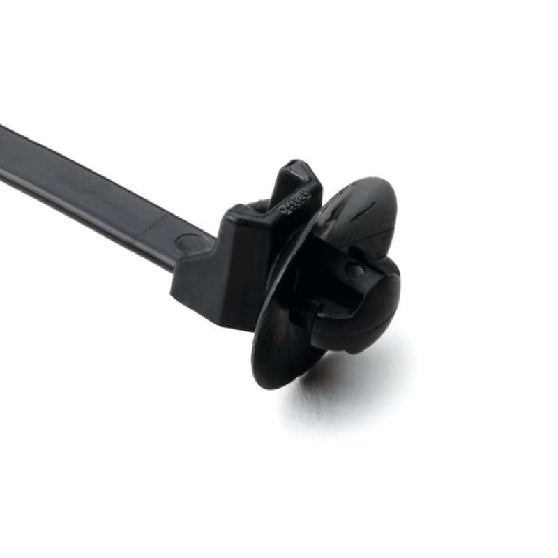 1-Piece Cable Tie/Arrowhead Mount W/Disc, 6.0"L, 0.25 - 0.26" Mounting Hole, PA66HS, Black, 500/Package