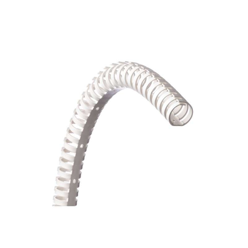 Heladuct Flex30 Wiring Duct, 1.18" Dia., 19.7" Length, Non-Adhesive, Pp, White, 40/Carton