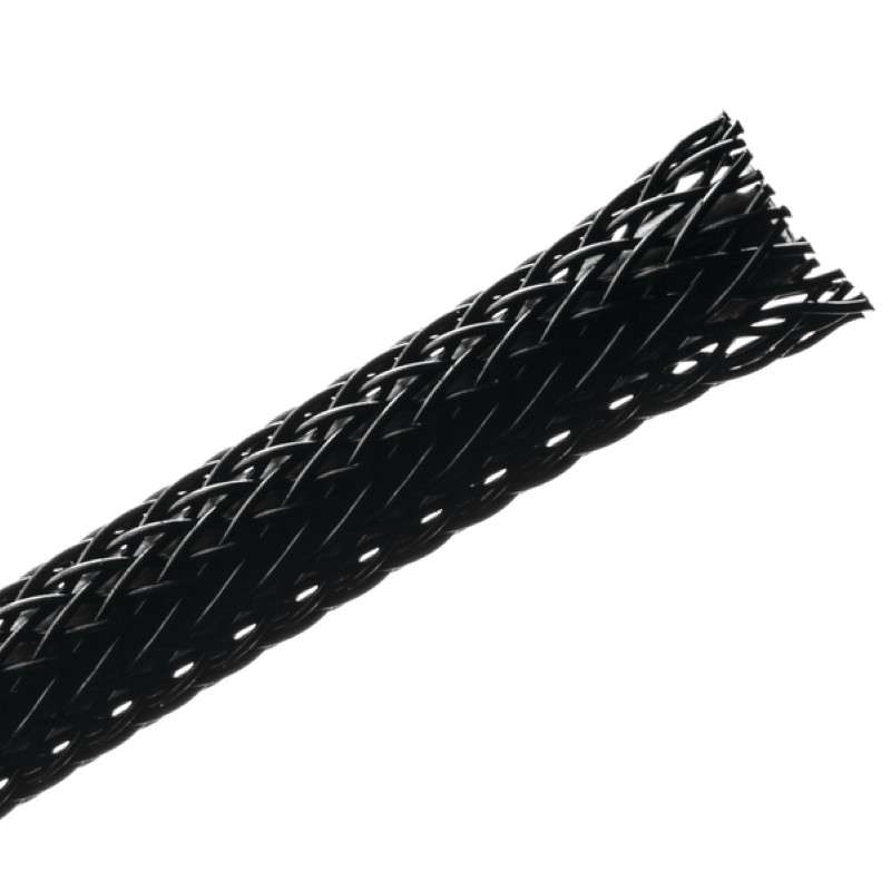 Braided Sleeving, Expandable, 0.125" Dia, Pet, Black, 225 Ft/Reel