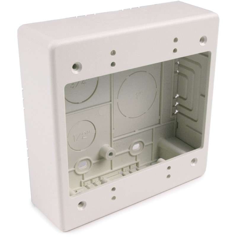 Dual Gang Junction Box, 2.77" Deep, 2-Piece, PVC, Office White, 1/Bag
