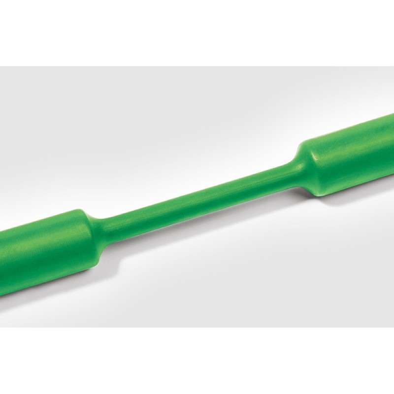 Heat Shrink Tubing, Mini Reel, 2:1 Shrink Ratio, 3/4", 19.1/9.5 Dia,Po, Green, 25 Ft/Reel