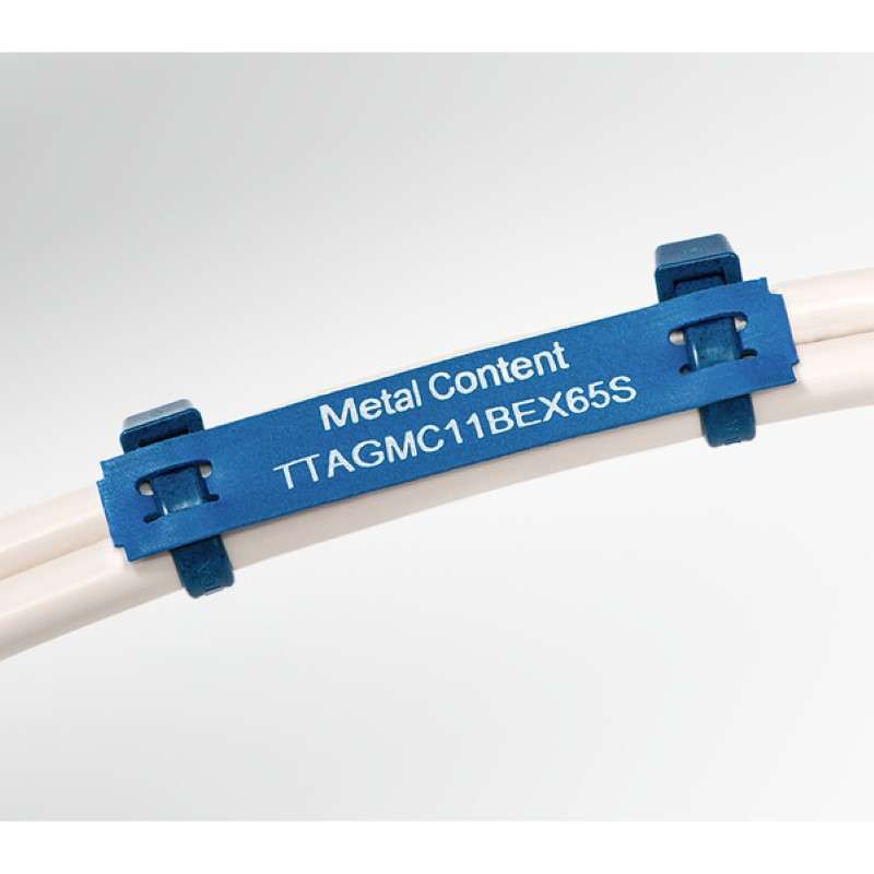 Printable Tag With Metal Content, 0.43" x 2.55", Polyolefin, Blue, 190/Roll