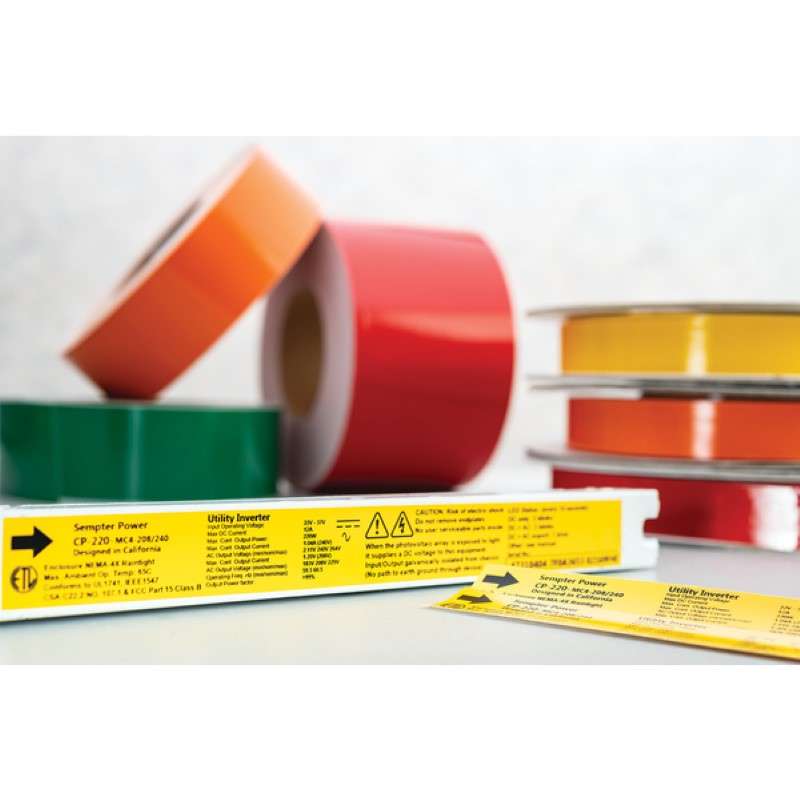 Adhesive Labels, Banded Color Continuous Roll, 3.0" x 250', Pet, Yellow/White, 250 Ft/Roll