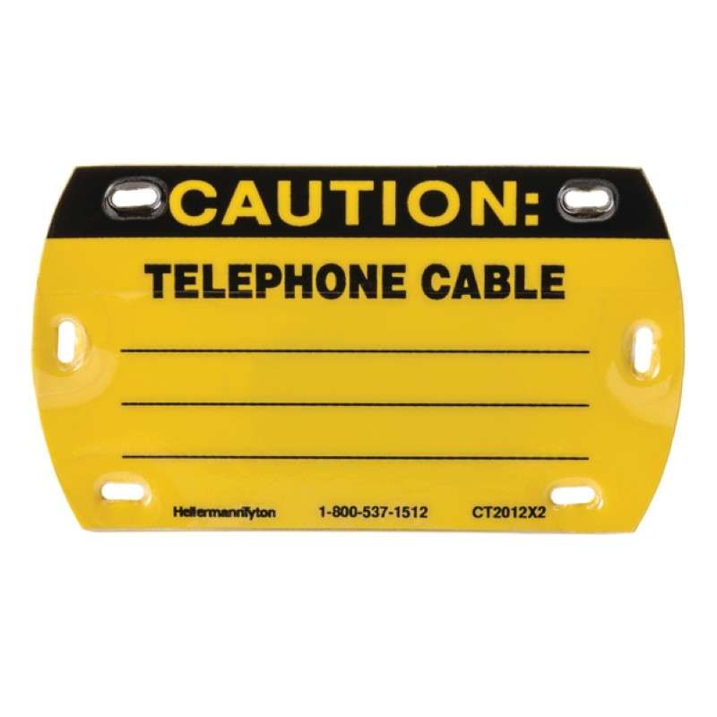 Self-Laminating Tag, Caution Write-On, Telephone Cable, 3.5" x 2.0", Yellow, 25/Package