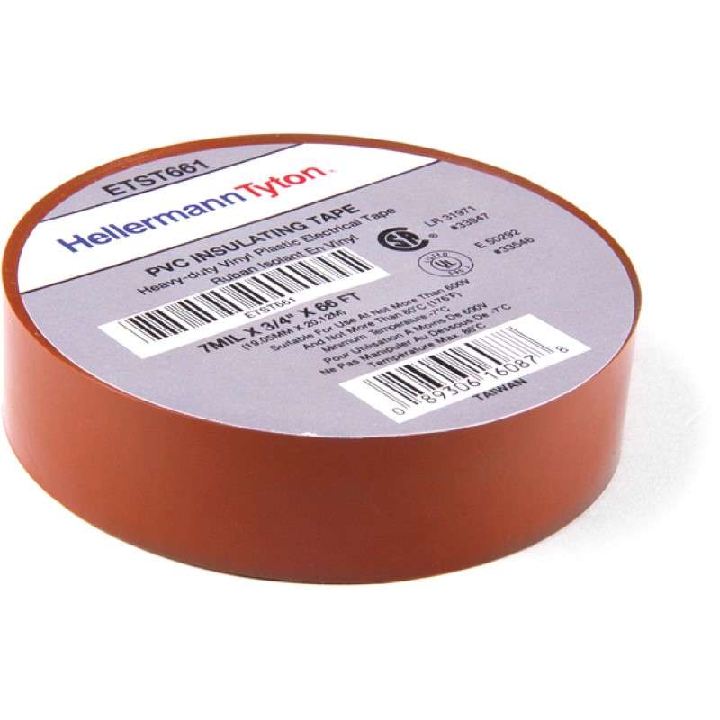 Electrical Tape, 0.75" x 66' Roll, 7.0 Mil Thick, PVC, Orange, 10 Rolls/Package