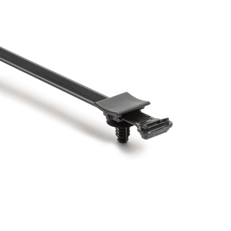 2-Piece Cable Tie/Fir Tree Mount, 6.5mm Hole and M8 Threaded Hole, PA66HIRHSUV, Black, 1200 per Carton