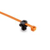2-Piece Cable Tie/Fir Tree Mount, 8.0"L, 0.30 - 0.31" Mounting Hole, 50lb, PA66HIRHS/PA66HS, Orange and Black, 500 per Package redirect to product page