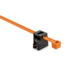 2-Piece Cable Tie & Edge Clip, 8.0"L, EC4A, 1 - 3 mm Panel, 50lb, PA66HIRHS/PA66HIRHSUV, Orange and Black, 500 per package redirect to product page