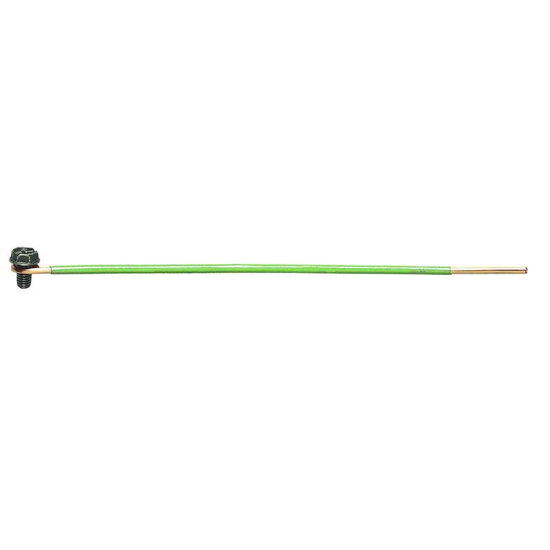 6.5" 12 Awg Solid Wire Grounding Pigtail with Loop & Ground Screw & Stripped End, Bag Of 50