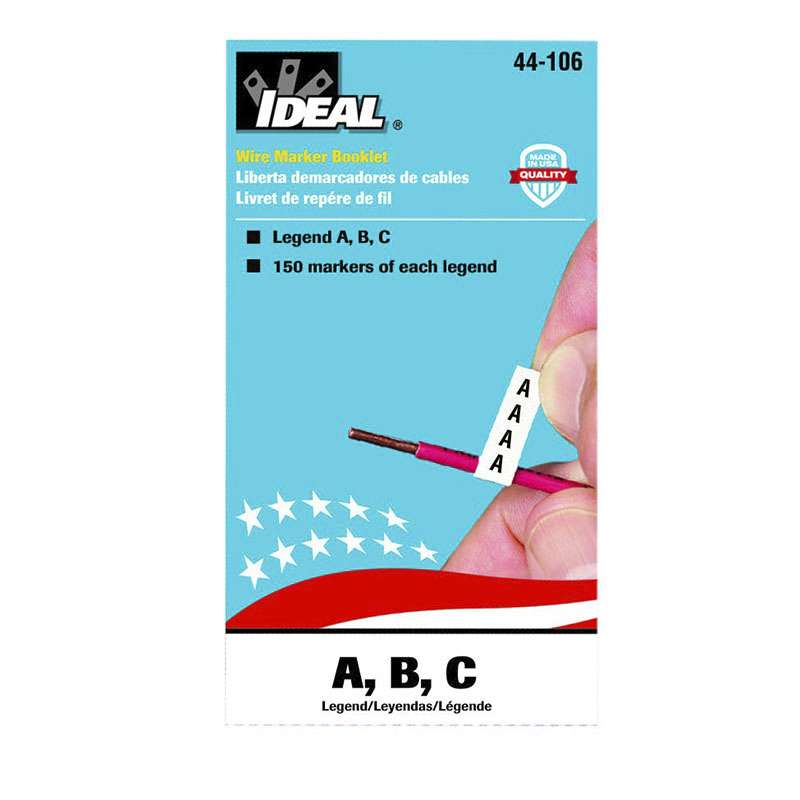 Wire Marker Booklet, Asst A, B, C, 150 Each