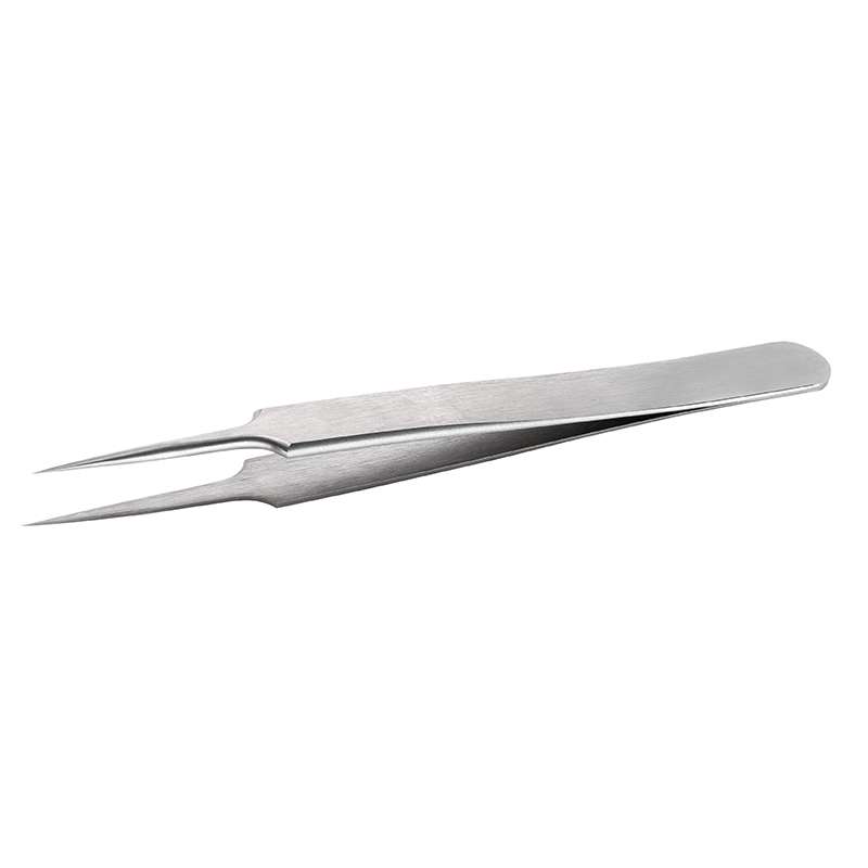 High Precision Tweezers, Straight, Stainless Steel, 4.33" OAL