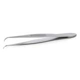 High Precision Tweezers, Bent, Stainless Steel, 3.94" OAL, Serrated Handles redirect to product page
