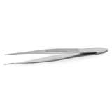 High Precision Tweezers, Straight, Stainless Steel, 3.94" OAL, Serrated Handles redirect to product page
