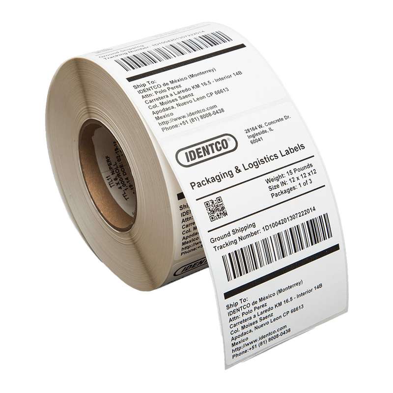 IDENTCO TTL5P 4" x 2" WHITE LABEL PERF