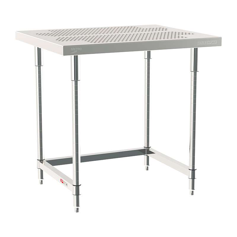 3-Sided Frame Worktable Stationary, 30" X 36", Stainless Steel
