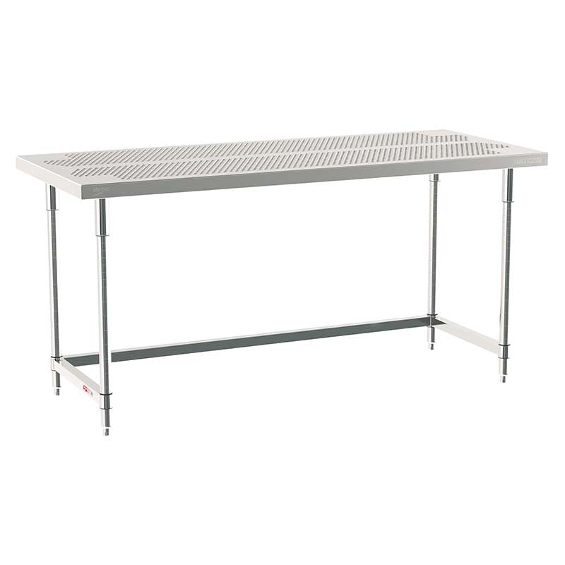 3-Sided Frame Worktable Stationary, 30" X 72", Stainless Steel